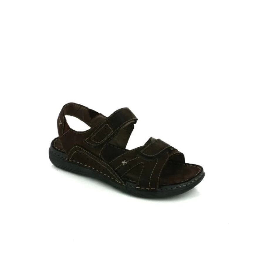 "Kevin Men's Brown Cypress Leather Sandals – Comfortable Outdoor Slide Sandals"