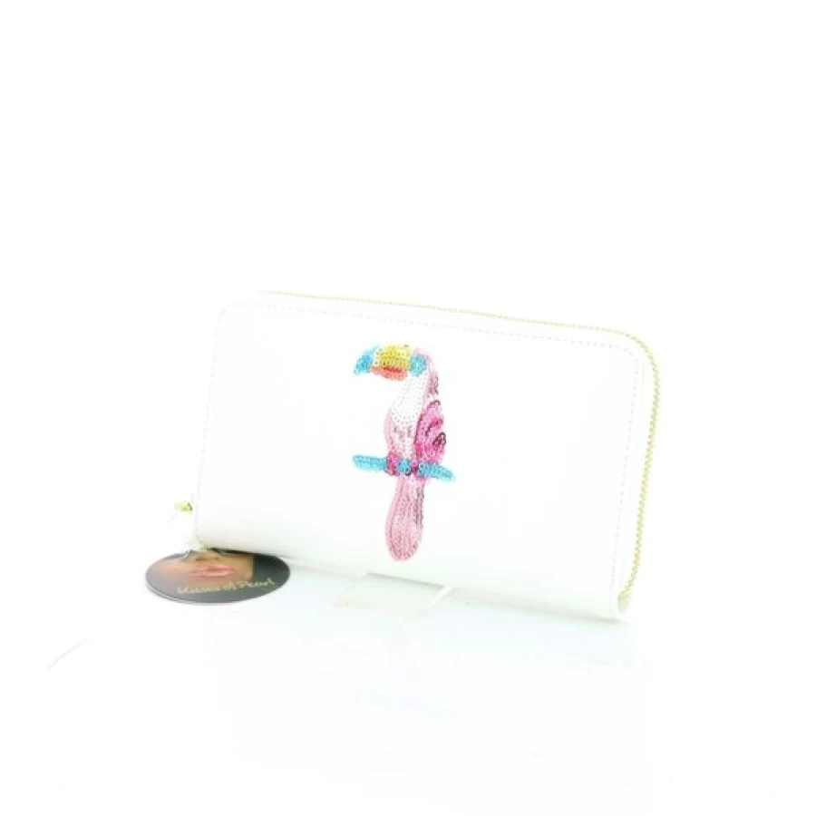 Kevin White Pearl Kisses Wallet - Elegant Women's Clutch with Pearl Accents