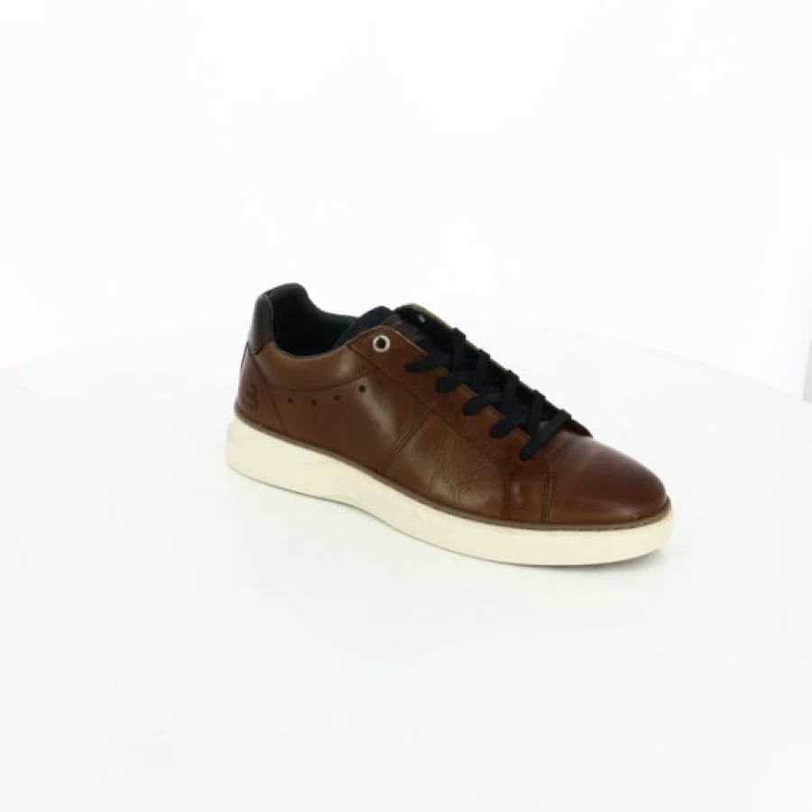 Kevin Cognac Leather Sneakers for Men - Bullboxer Style Casual Shoes