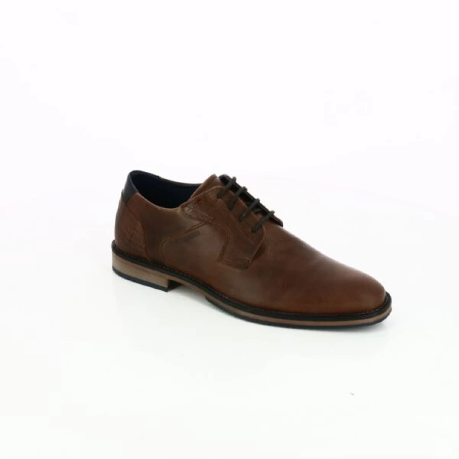 Kevin Men's Cognac Leather Lace-Up Oxford Shoes Classic Casual Style