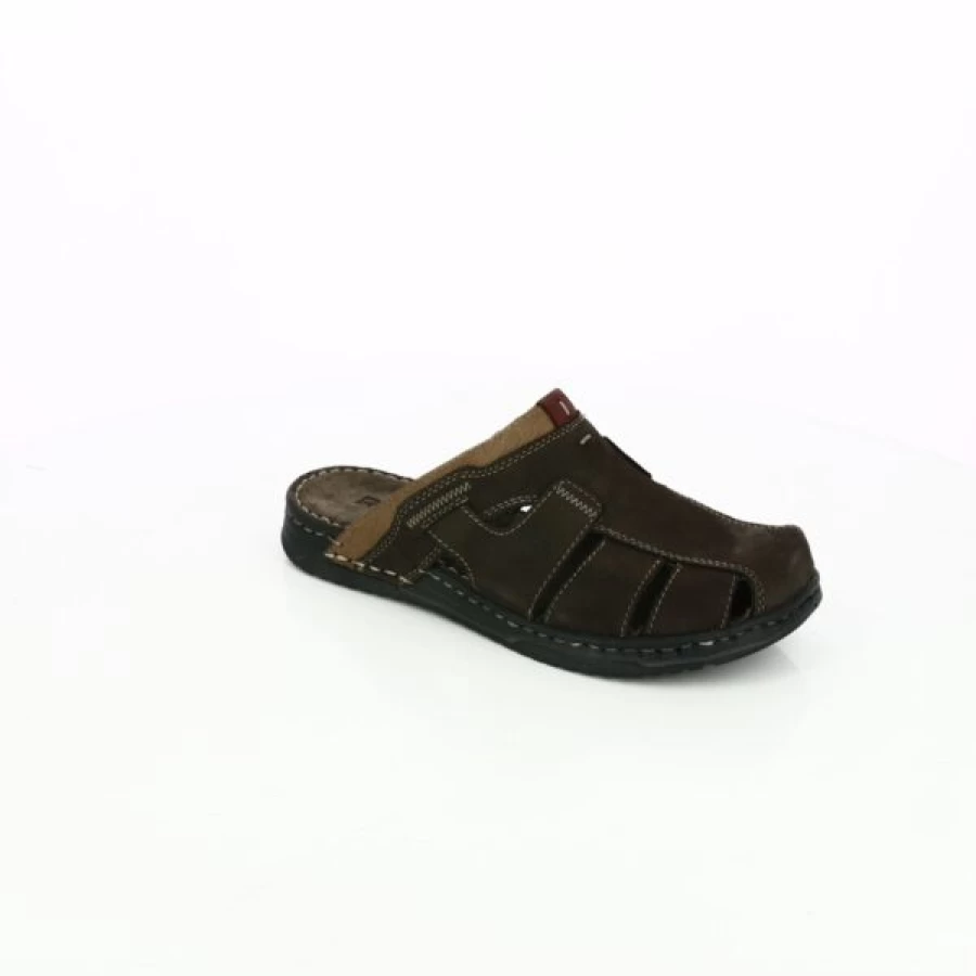 Kevin Men's Brown Leather Slippers - Comfortable Indoor & Outdoor Slide-Ons