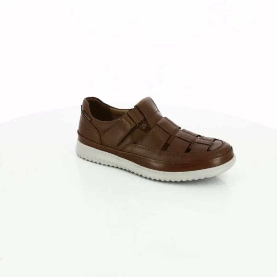 Kevin Cognac Leather Comfort Sandals for Men | Premium Arch Support & Cushioned Footbed