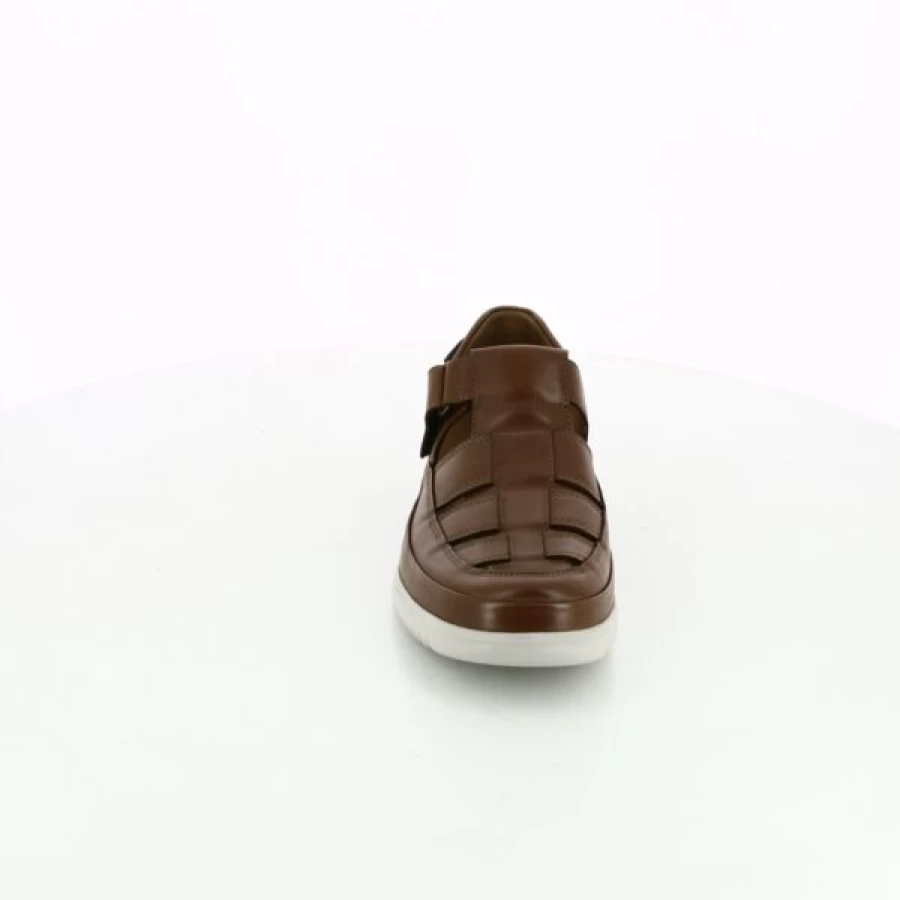 Kevin Cognac Leather Comfort Sandals for Men | Premium Arch Support & Cushioned Footbed
