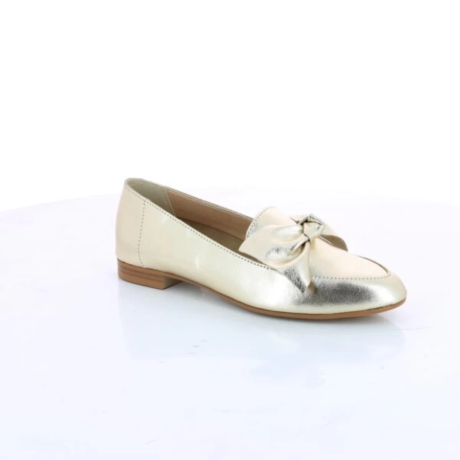 Kevin Gold Loafers for Women - Classic Moccasin Style Comfortable Slip-On Shoes