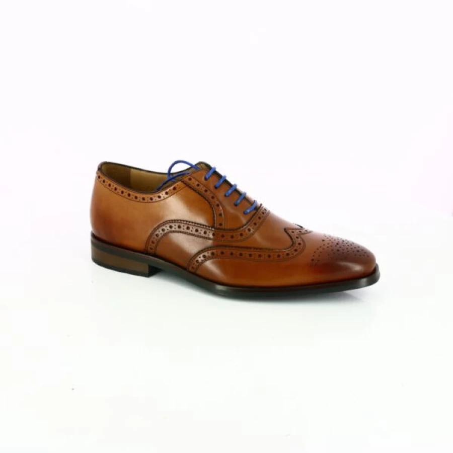 Kevin Cognac Leather Lace-Up Dress Shoes for Men - Classic Formal Oxford Style
