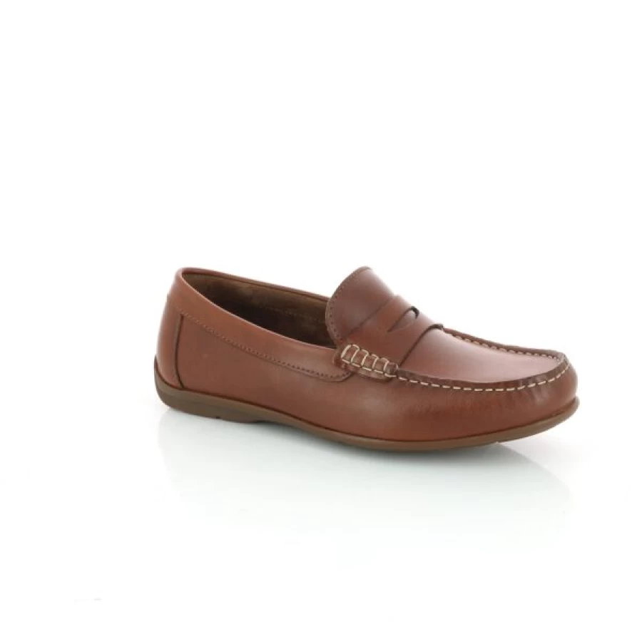 Kevin Men's Cognac Cypres Loafers - Genuine Leather Moccasins Slip-On Dress Shoes