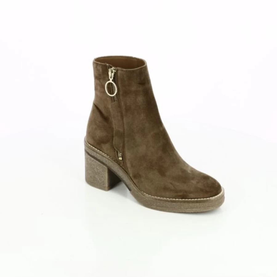Kevin Women's Cognac Leather Ankle Boots - Alpe Style Comfortable Mid Heel Booties for Fall & Winter