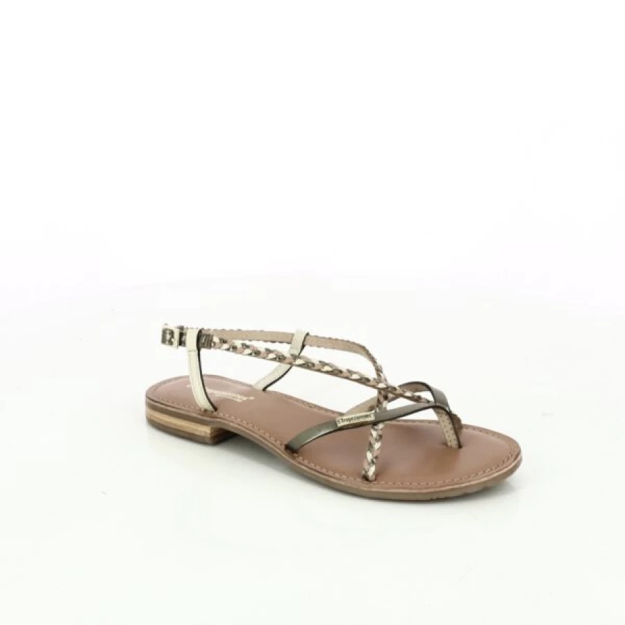 Kevin Women's Beige Leather Tropeziennes Sandals - Comfortable Summer Slide Shoes